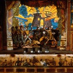 Toy theatre showing a building exploding